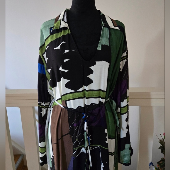 Zara | Abstract Print Tunic Maxi Dress NWT - Picture 6 of 14